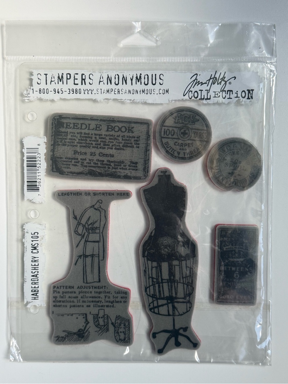 Stampers Anonymous Tim Holtz Haberdashery CMS105 Cling Stamp Set